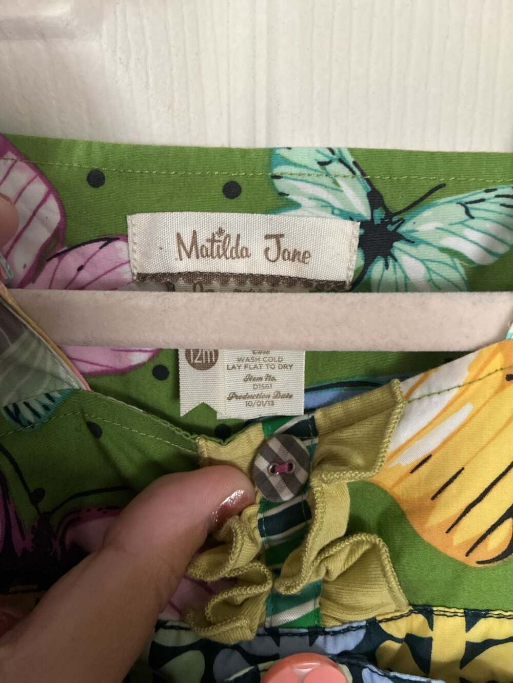 Matilda Jane Apron Dress Size 12M Multi Color Patterned Ruffle - Picture 3 of 5